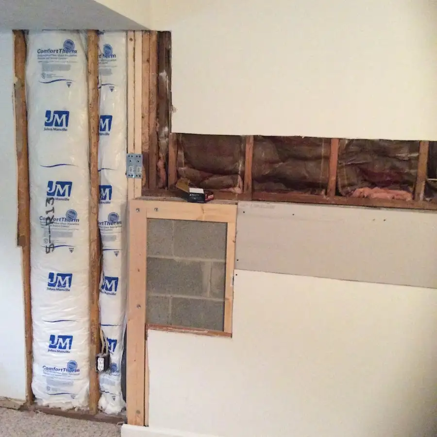Wall insulation replacement during Basement Flood Cleanup in Forest Hills